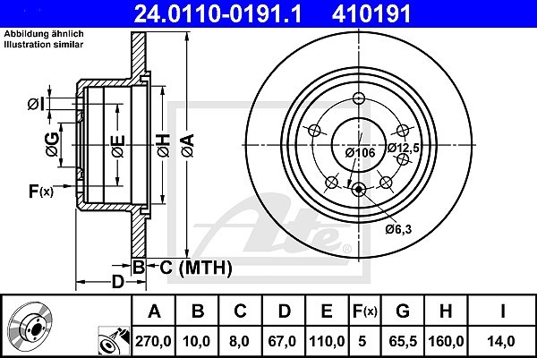 2X ATE Bremsscheibe Hinterachse U.A. FüR Opel, Vauxhall-image