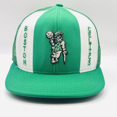 Boston Celtics AJD Lucky Stripes Vintage Trucker Snapback Cap Hat Rare 80s VTG