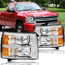 Chrome Headlights For 2007-2014 Chevy Silverado 1500 2500hd 3500hd Lhrh Pairs Chrome Headlights For 2007-2014 Chevy Silverado 1500 2500hd 3500hd Lhrh Pairs