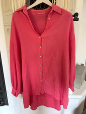 Damen Basic Bluse Pink Gr. 2XL Baumwolle Lang...