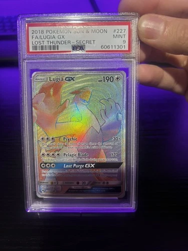 Pokémon Lugia GX Secret Rare Full Art Holo Lost Thunder 227/214 PSA 9 2018 Eng