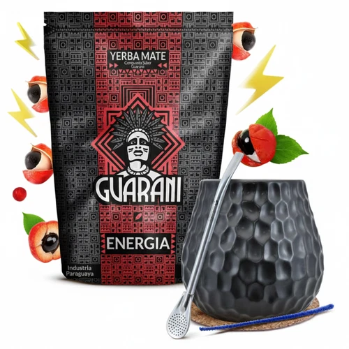 Mate Tee Set Yerba Guarani Guarana Rauchig Stark Belebend 500g Mate Becher 400ml - Bild 1 von 13