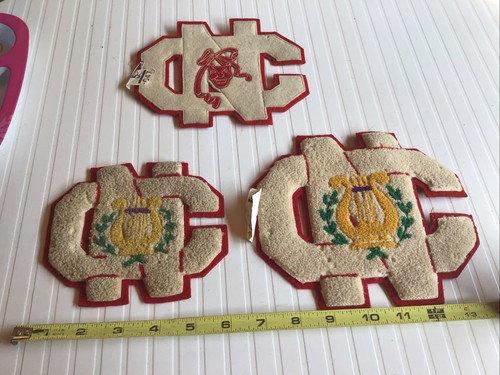 Vintage LOT 1950s Varsity Letter Patch WOOL CHENILLE "NC" Drama STANDARD PENNANT