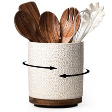Kitchen Utensil Holder, 360&deg; Rotating Extra Large Ceramic Utensil Holder with...