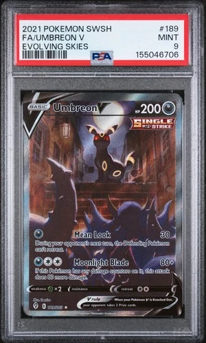 2021 Pokemon Evolving Skies Umbreon V #189 SWSH MINT PSA 9 Alternate Full Art