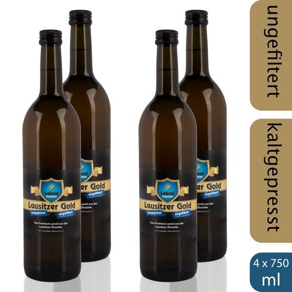 4 X LeinöL - Lausitzer Gold (Kaltgepresst Ungefiltert Premium LeinöL), 4 X 750Ml-image