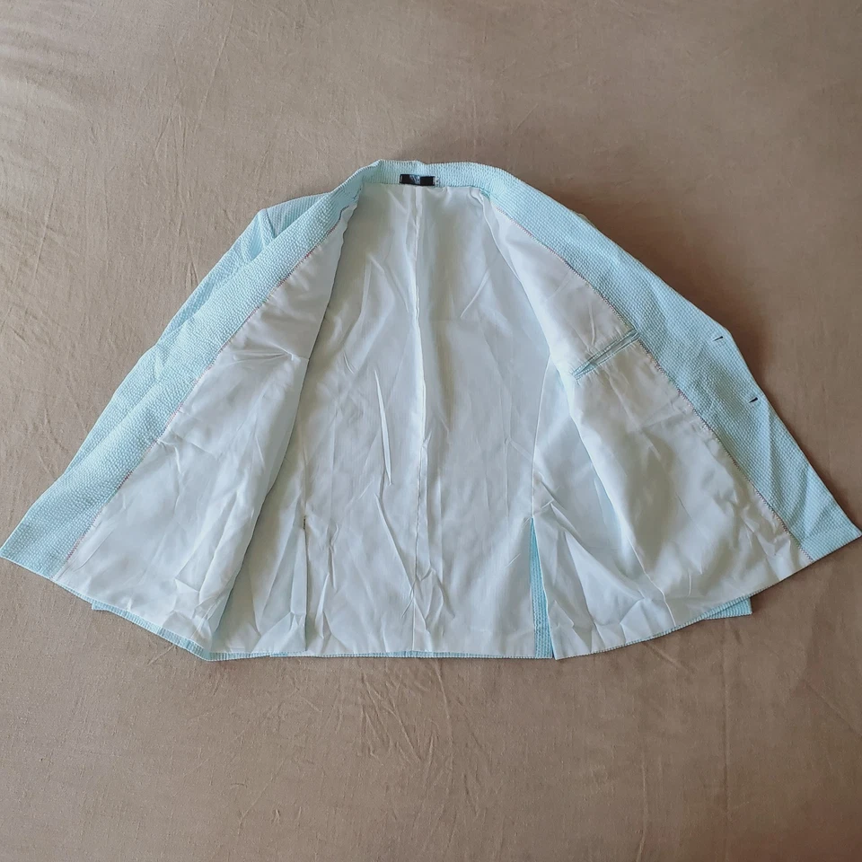 Blazer de hombre azul claro a rayas doble botonadura XL Foto 2 de 4