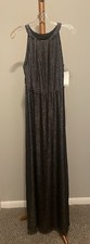 Signature by Robbie Bee Floor Length ,Maxi Dress , Black ,Bling, Sz Small S