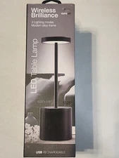 Black Table Lamp Touch Control Portable Aura LED Wireless Brilliance. New Sealed