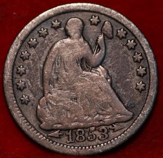 1853 Philadelphia Mint Silver Seated Liberty Half Dime