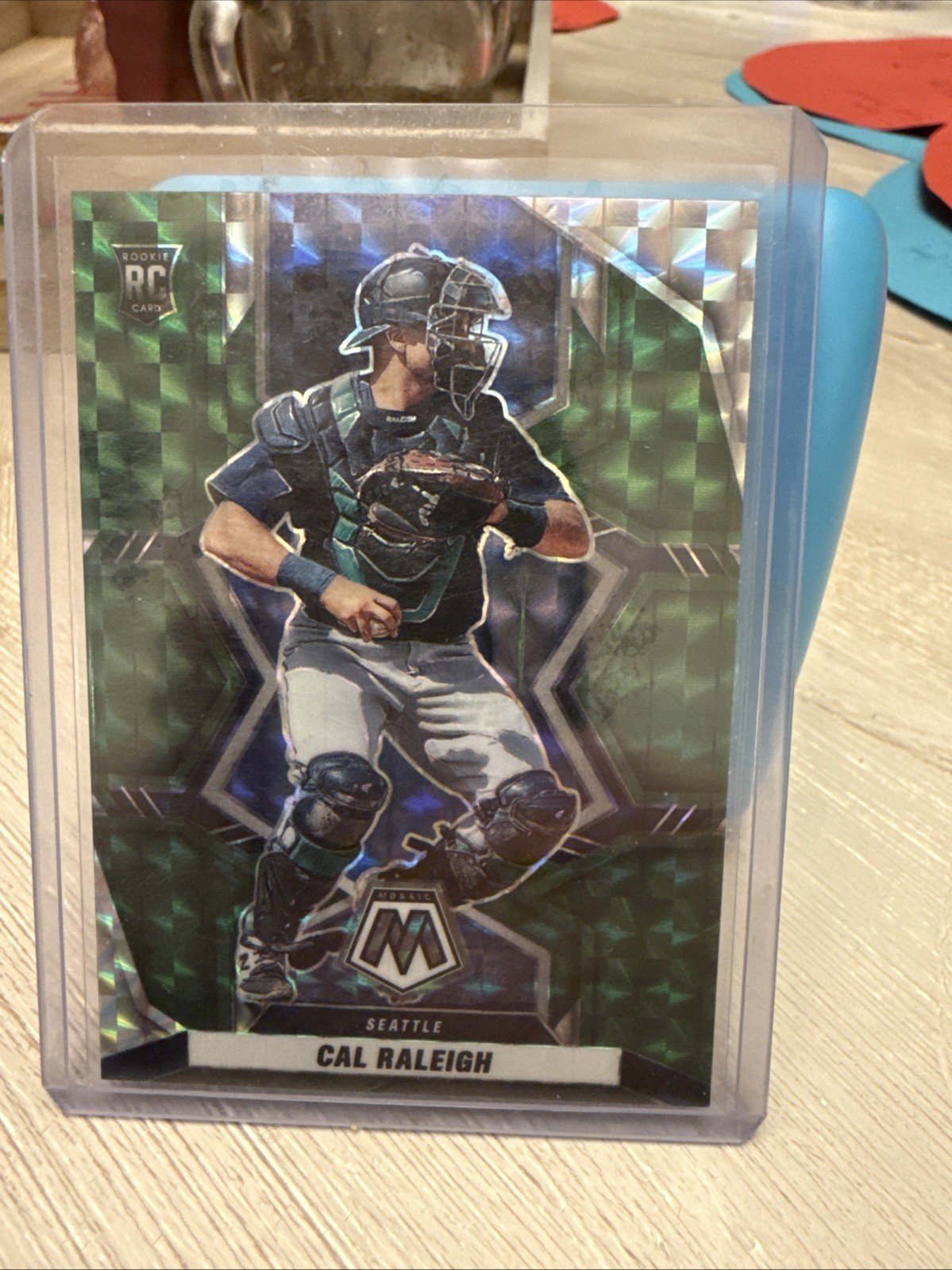 2022 Panini Mosaic - Rookies Cal Raleigh #242 Green Mosaic Prizm (RC)