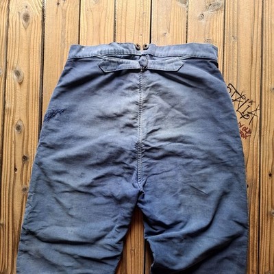 Vintage 1930 1950 French Workwear Moleskin Pants Le Mont St Michel Cinch Back 