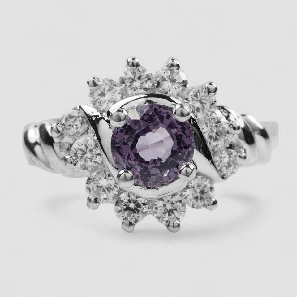 ANILLO BISUTERÍA FINA PLATA ESTERLINA 925 ESPINELA GRIS PÚRPURA 0,42 QUILATES BIRMANIA TALLA 5,5 Foto 2 de 4