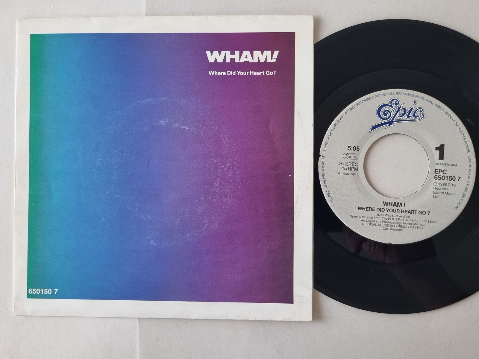 Wham!/ George Michael - Where Did Your Heart Go?/ Wham! Rap '86 7'' Vinyl Europe