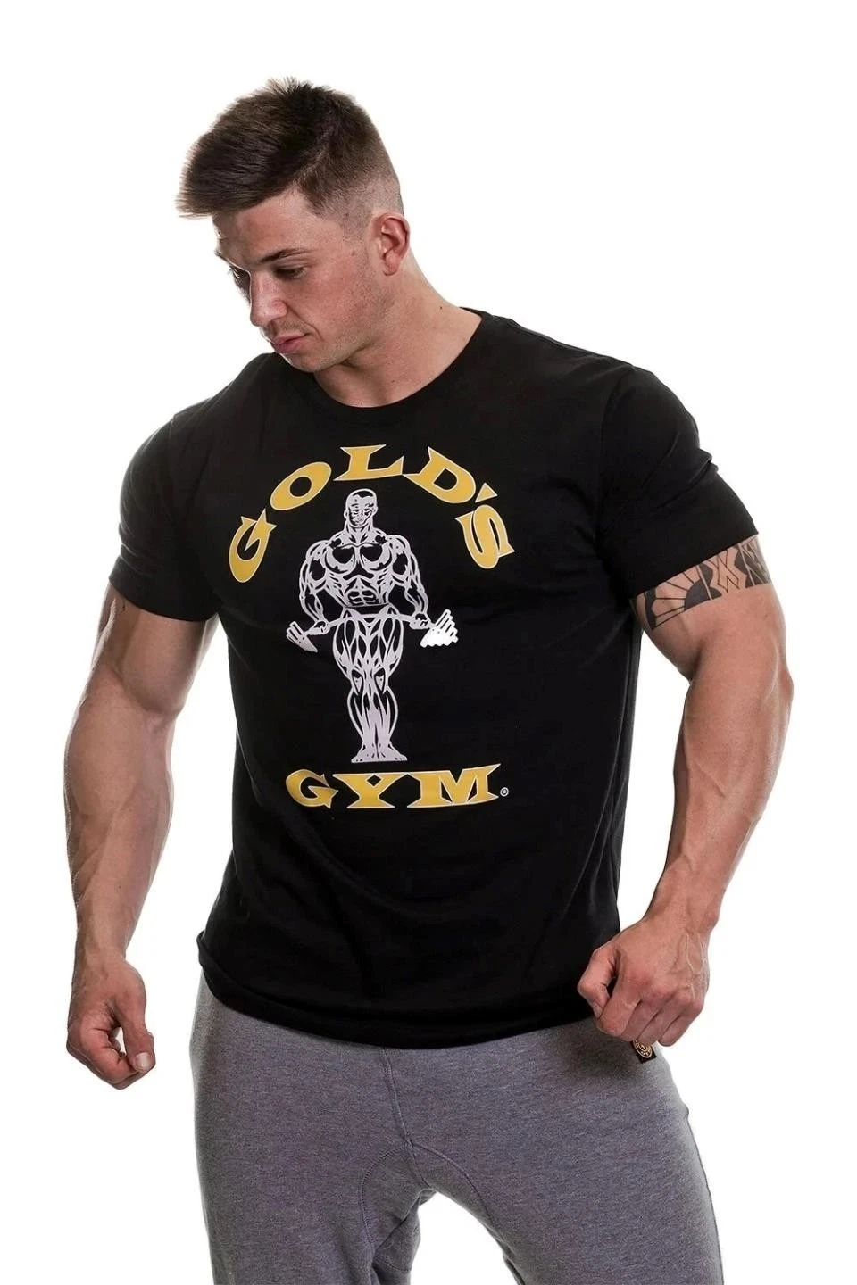 Official Hologram Men's Gold's Gym Muscle Joe Stretch T shirt Bodybuilding