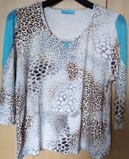 Rita Pfeffinger schickes Shirt Tierdruck Gr. 48, 96% Viskose, türkis Tissue