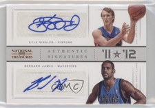 2012-13 Panini National Treasures 62/99 Kyle Singler Bernard James #77 Auto 03hd