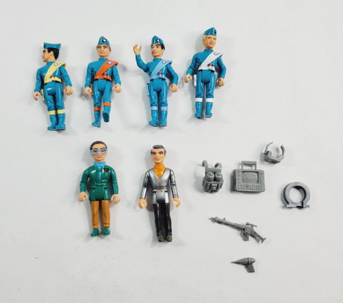 Lot of 6 Vintage 1992 Thunderbirds 3.5" Action Figures Accessories