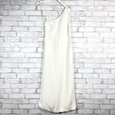 MADEWELL One-Shoulder Linen Blend Lighthouse White Midi Dress Reg. 00 NQ624