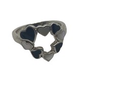 925 Sterling Silver Real Mother-of-Pearl Heart Design Ring Size 5