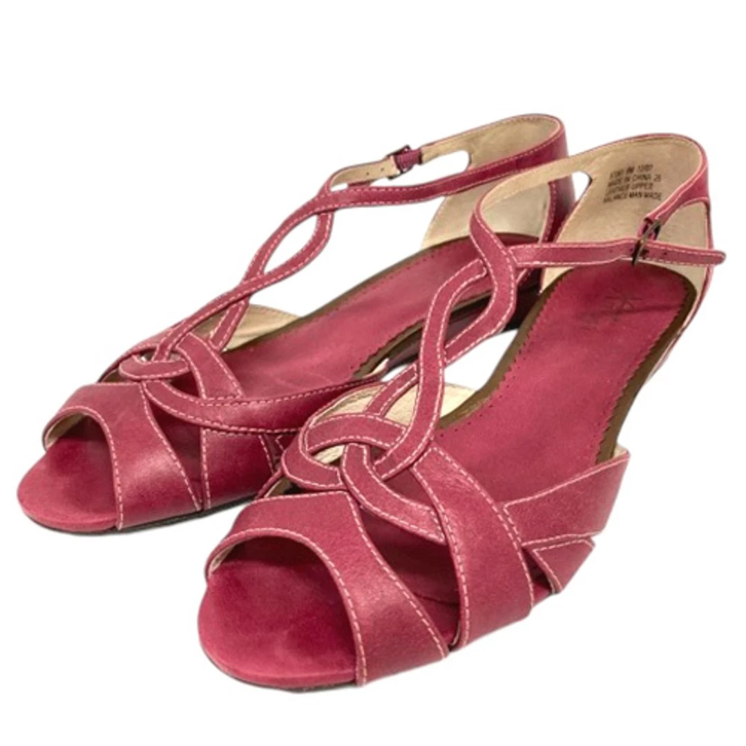 Clarks Scarpe Sandali Pelle Cinturino Intrecciato Punta Aperta 8M Rosa Tacco Altezza: Usati ae