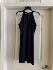 Navy Blue Mini/Cocktail Dress with Sparkly Neckline, Size 8