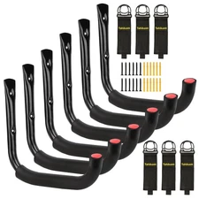 6 Set Garage Hooks - Wall Mounted, Heavy Duty, 7 Inch Large, Extension Cord H...