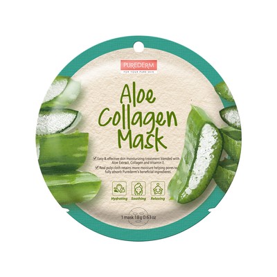 8809411187612 Purederm Aloe Collagen Mask maseczka kolagenowa w płacie Aloes 18g