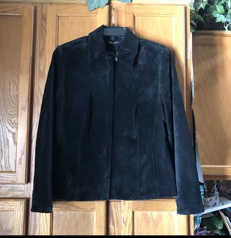 Valerie Stevens Suede Leather Jacket Full Zip Black Women’s Medium Vintage Y2K - Image 2 of 4