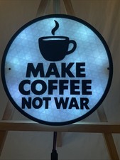 MAKE COFFEE NOT WAR 3D Printed wall Lamp with remote coffee lover edition