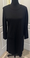 Black Talbots pullover Dress Sz Large long sleeve faux from pockets 
