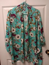 Victoria's Secret Kimono Robe Womens XS FLoral Printed Short Sleeve BLue