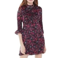 Urban Outfitters Black Floral Metallic Thread Mini Dress Size Small Sheer Lined