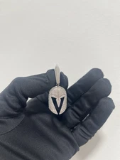 Men's White Gold Plated Stainless Steel Spartan Warrior Gladiator Mask Pendant