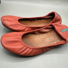 TIEKS Ballet Flats Size 6 Poppy Leather Orange Coral Tangerine Shoes By Gavrieli