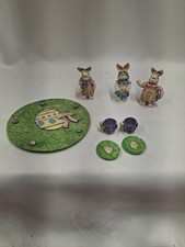 Vintage Miniature Resin Bunny Tea Set Decorative