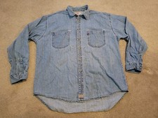LEVI'S Vintage 90s Men's Blue Denim Oversized Work Button Down Over Shirt XL