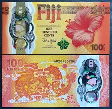 FIJI 100 Cents 2023 Commemorative Dragon Poylmer Banknote World Paper Money UNC