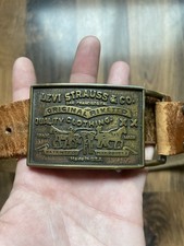 Vintage Levi Strauss Belt Buckle With Leather Belt