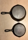 Pair of Unmarked Wagner Ware Cast Iron Skillet #3and#5 Skillet
