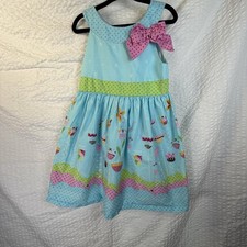 Bonnie Jean Girls Sleeveless Dress Spring Flowers Bows Ribbon Trim 4T
