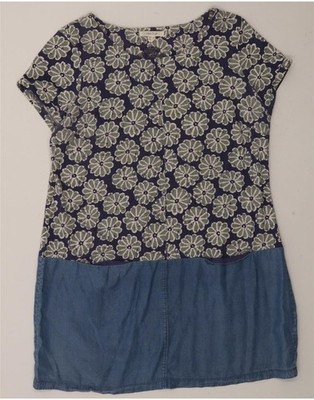 White Stuff Damen Basic Kleid UK 14 Large blau Blumen BO04