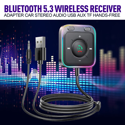 Wireless Bluetooth 5.3 Receiver AUX Audio Stereo Music Hands Free Car Adapter