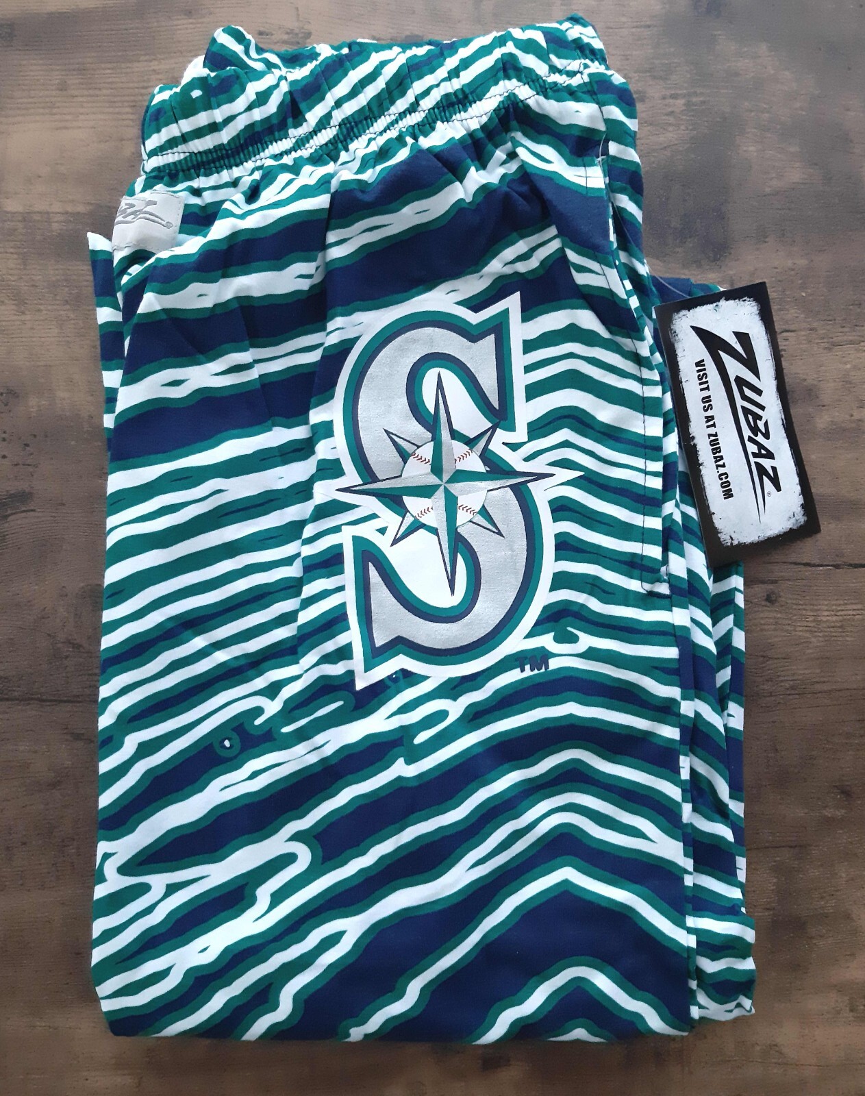 Zubaz Seattle Mariners Navy / Northwest Green Zebra Print Pants NWT