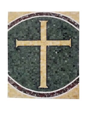 14x20'' Wall Stone Mosaic Art Painting Flooring Tile Stone Cross Decor Medallion