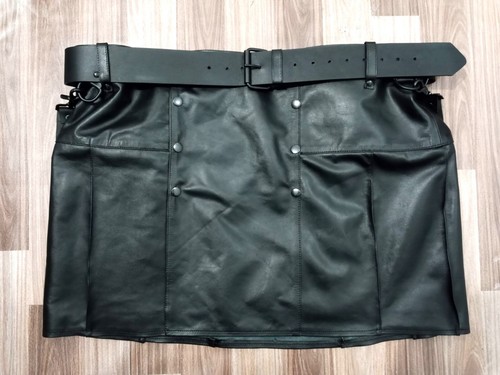 Kilt uomo vera pelle stile scozzese plissettato cargo kilt utility LARP LGBTQ - Foto 3 di 7