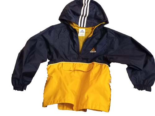 VTG Retro Adidas Youth Medium Pull Over light jacket Navy Blue / Yellow