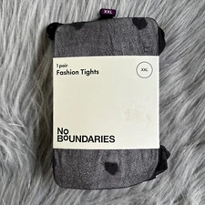 No Boundaries Heart Tights Womens Size XXL Black Sheer