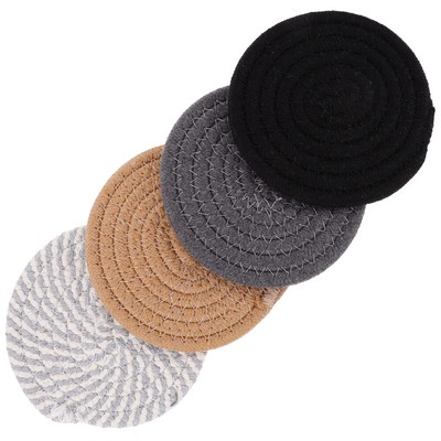  8 Pcs Cotton Rope Coaster Anti-high Temperature Round Pad Café Decor