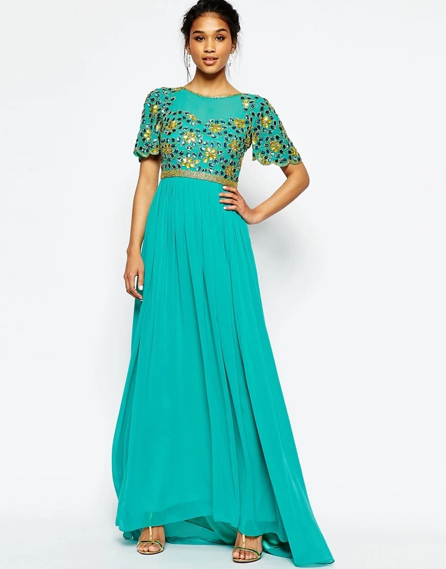 VIRGOS LOUNGE DRESS GREEN WEDDING EVENING PARTY MAXI UK 8 10 12